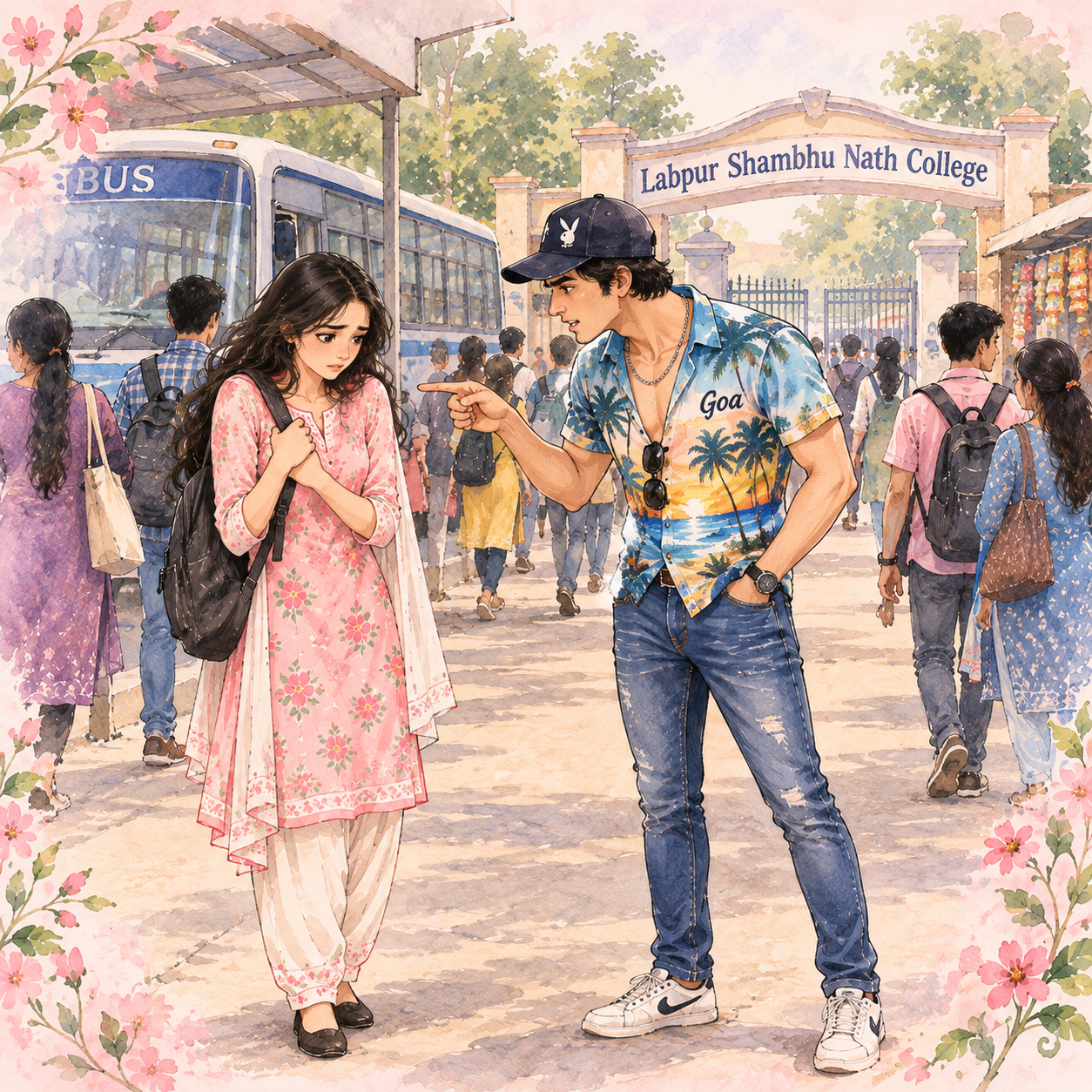 Scene 1 - College student facing harassment at a bus stand